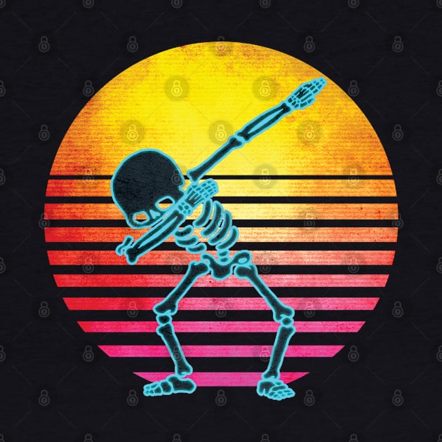 Neon Dabbing Skeleton Retro 1980s by GWENT